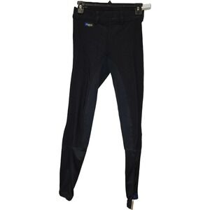 Irideon Riding Wear Womens Large Black Ribbed Full Seat Equestrian Breeches USA